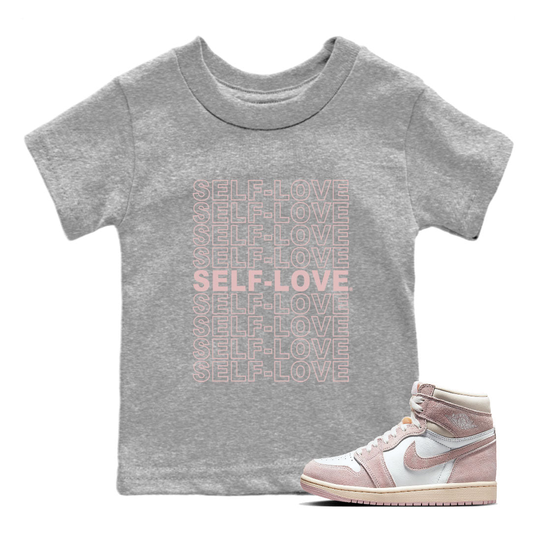 Air Jordan 1 Washed Pink Self Love Baby and Kids Sneaker Tees Air Jordan 1 Washed Pink Kids Sneaker Tees Size Chart