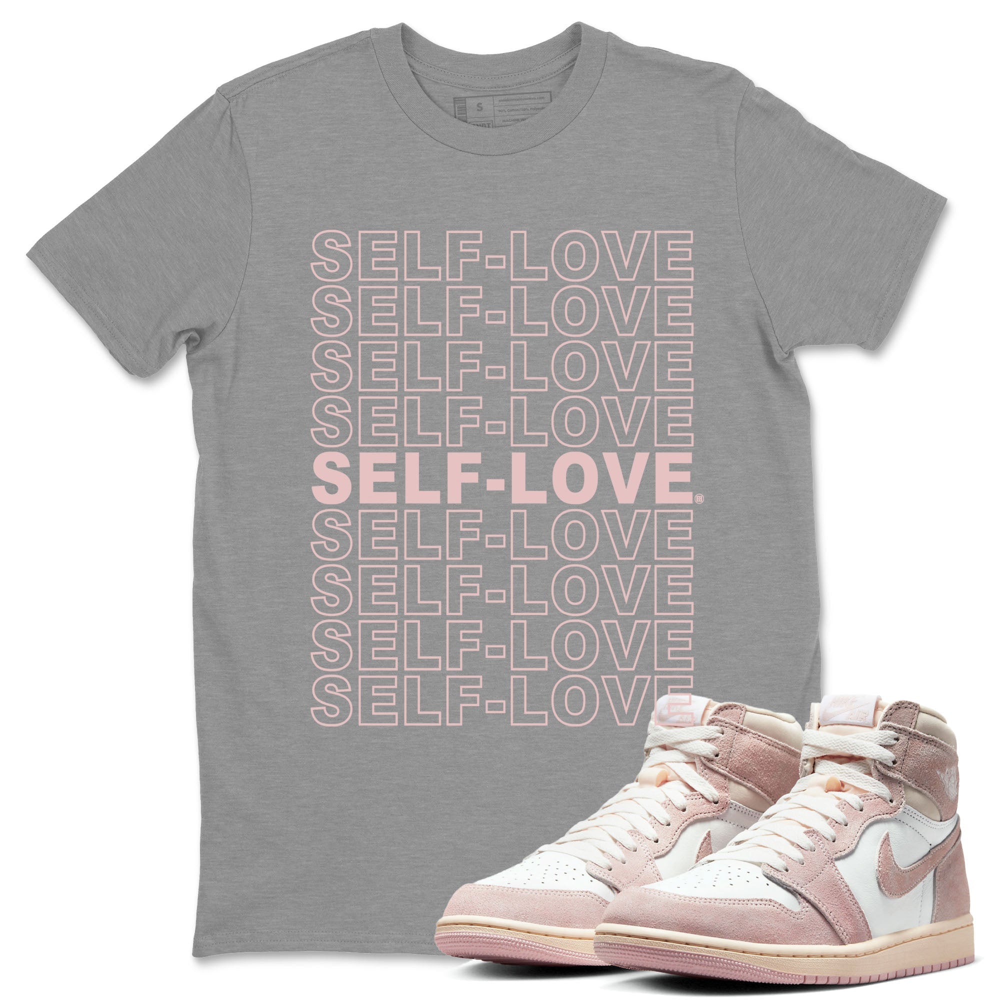 Air Jordan 1 Washed Pink Self Love Crew Neck Sneaker Tees Air Jordan 1 Washed Pink Sneaker T-Shirts Size Chart