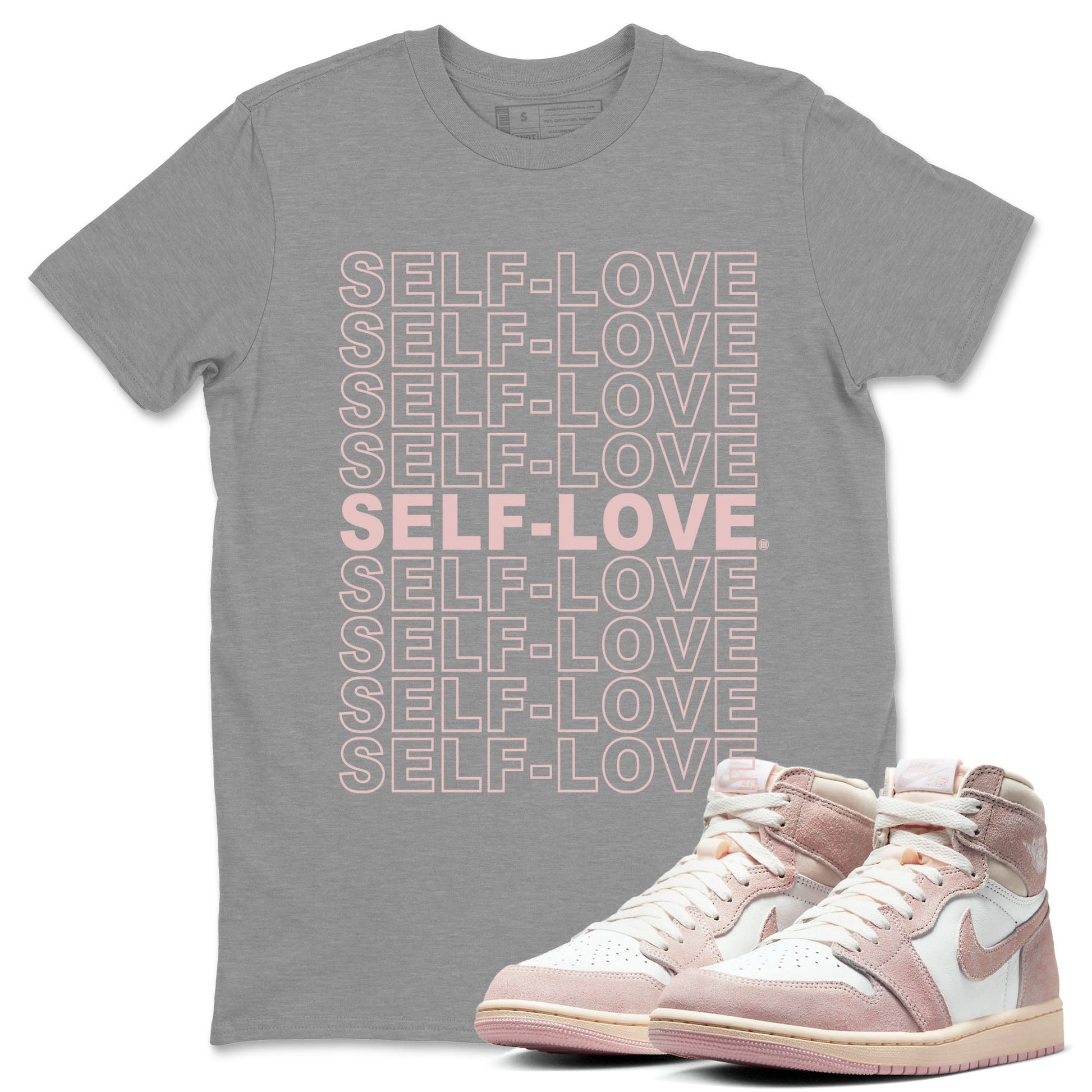 Air Jordan 1 Washed Pink Self Love Crew Neck Sneaker Tees Air Jordan 1 Washed Pink Sneaker T-Shirts Size Chart