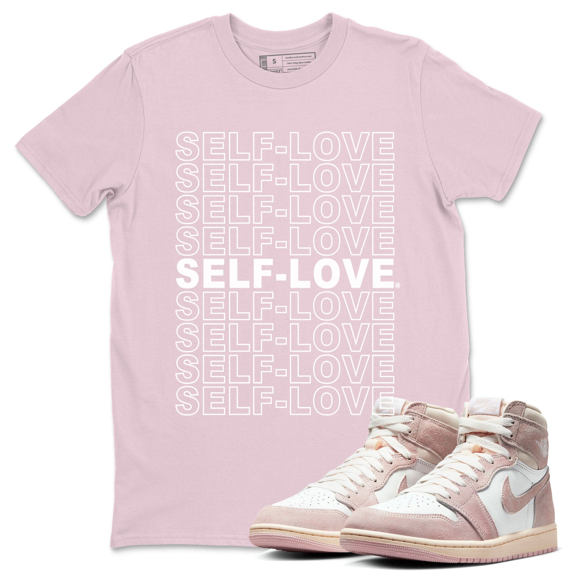 Air Jordan 1 Washed Pink Self Love Crew Neck Sneaker Tees Air Jordan 1 Washed Pink Sneaker T-Shirts Washing and Care Tip