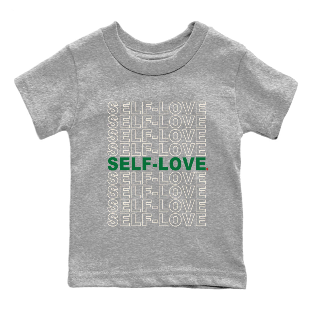 Jordan 4 Pine Green SB Sneaker Match Tees Self Love Sneaker Tees Nike SB Air Jordan 4 Pine Green Sneaker Tees Sneaker Release Shirts Kids Shirts Heather Grey 2