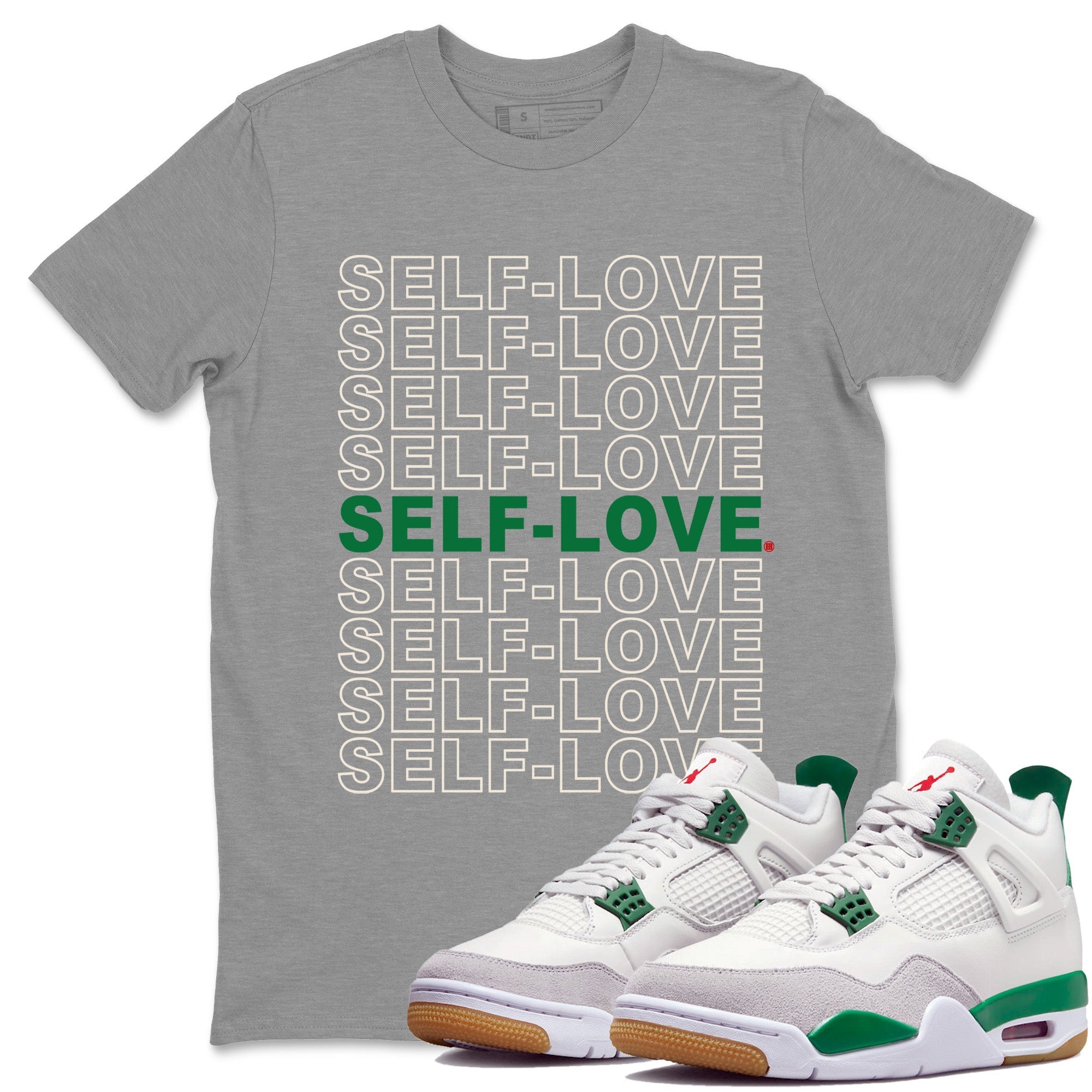 Air Jordan 4 Pine Green Self Love Crew Neck Sneaker Tees Nike SB Air Jordan 4 Pine Green Sneaker T-Shirts Size Chart