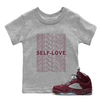 Air Jordan 5 Burgundy Sneaker Match Tees Self Love Sneaker Tees Jordan 5 Burgundy Sneaker Release Tees Matching Outfits Kids Shirts Heather Grey 1