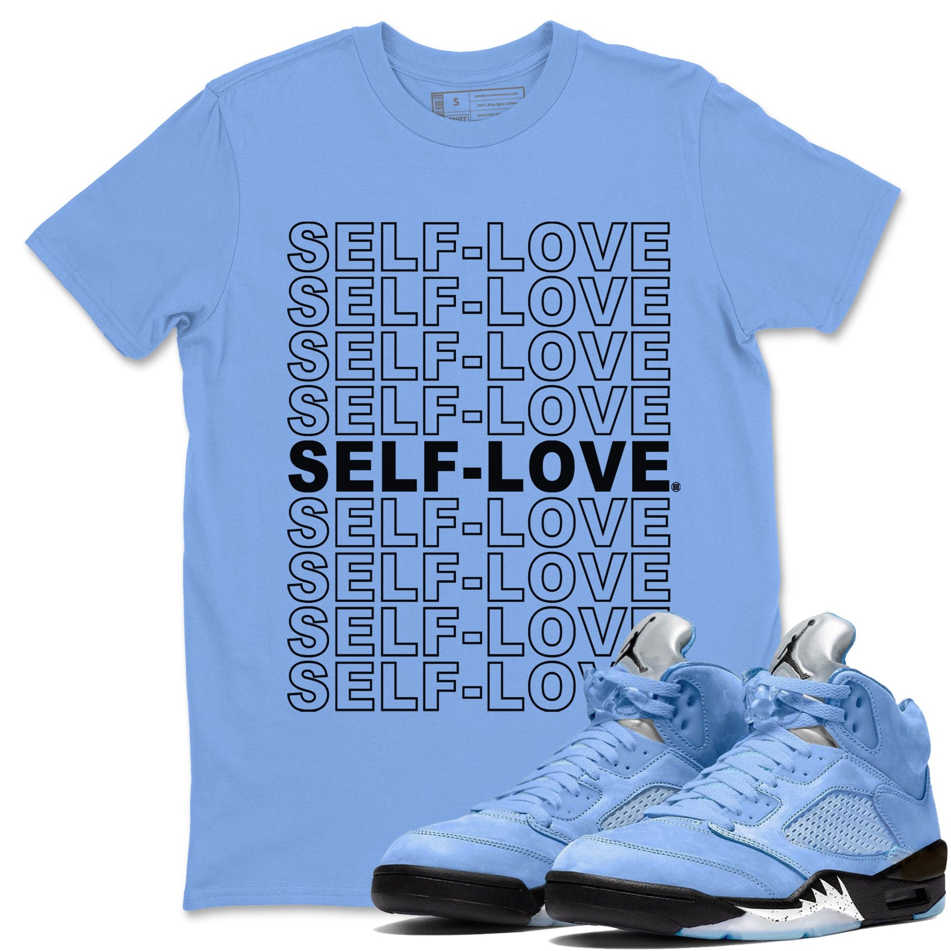 Air Jordan 5 UNC Self Love Crew Neck Sneaker Tees Air Jordan 5 Retro UNC Sneaker T-Shirts Size Chart