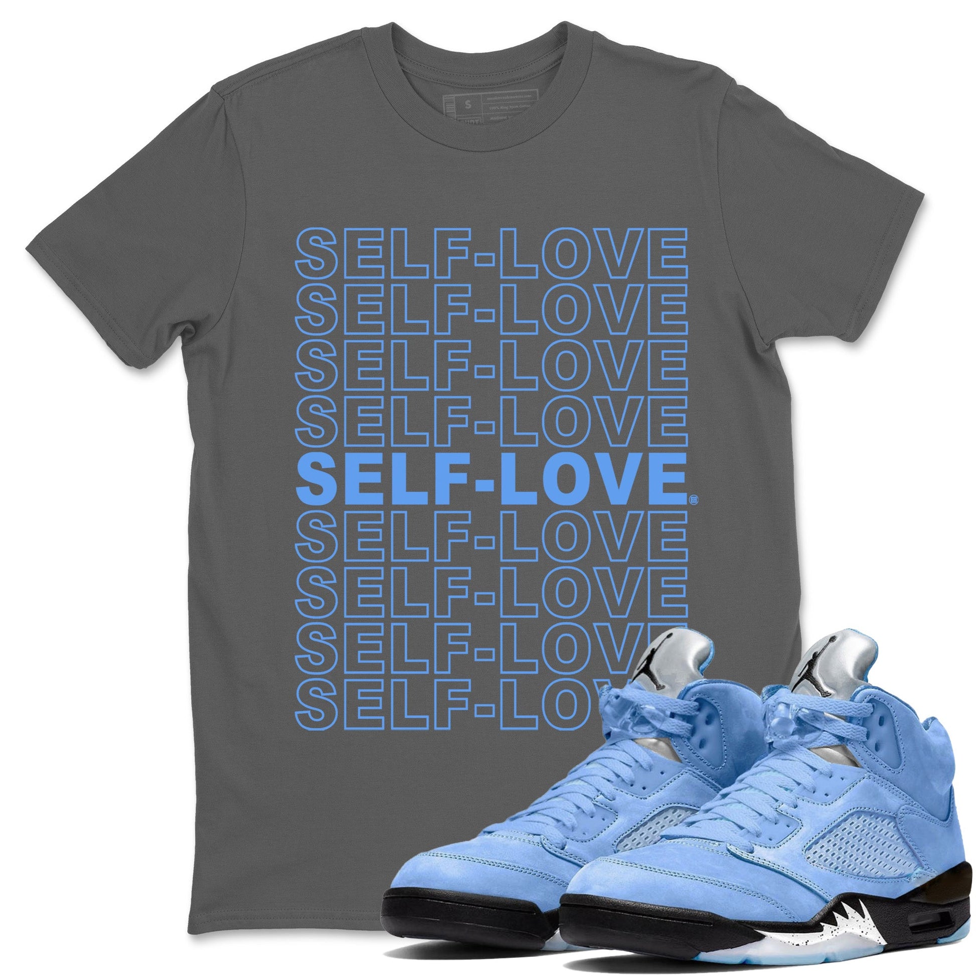Air Jordan 5 UNC Self Love Crew Neck Sneaker Tees Air Jordan 5 Retro UNC Sneaker T-Shirts Washing and Care Tip