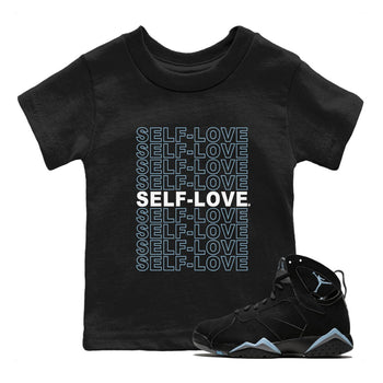 Air Jordan 7 Chambray Sneaker Match Tees Self Love Sneaker Tees AJ7 Chambray SNRT Sneaker Release Tees Kids Shirts Black 1