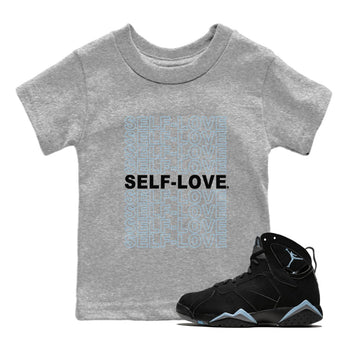 Air Jordan 7 Chambray Sneaker Match Tees Self Love Sneaker Tees AJ7 Chambray SNRT Sneaker Release Tees Kids Shirts Heather Grey 1