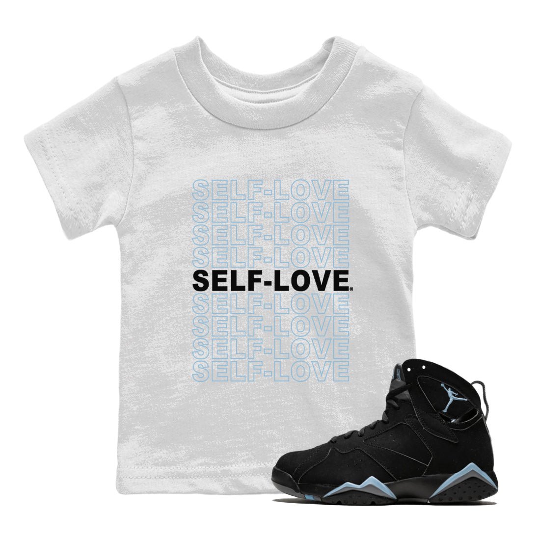 Air Jordan 7 Chambray Sneaker Match Tees Self Love Sneaker Tees AJ7 Chambray SNRT Sneaker Release Tees Kids Shirts White 1