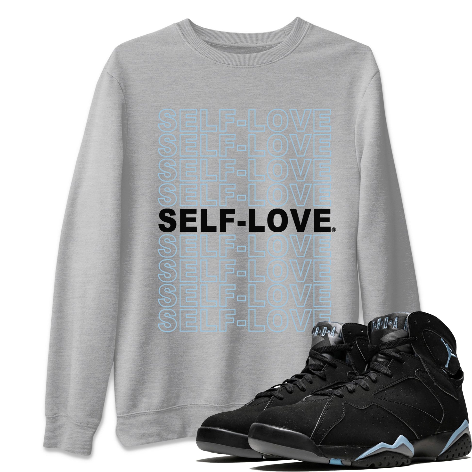 Air Jordan 7 Chambray Sneaker Match Tees Self Love Sneaker Tees AJ7 Chambray SNRT Sneaker Release Tees Unisex Shirts Heather Grey 1