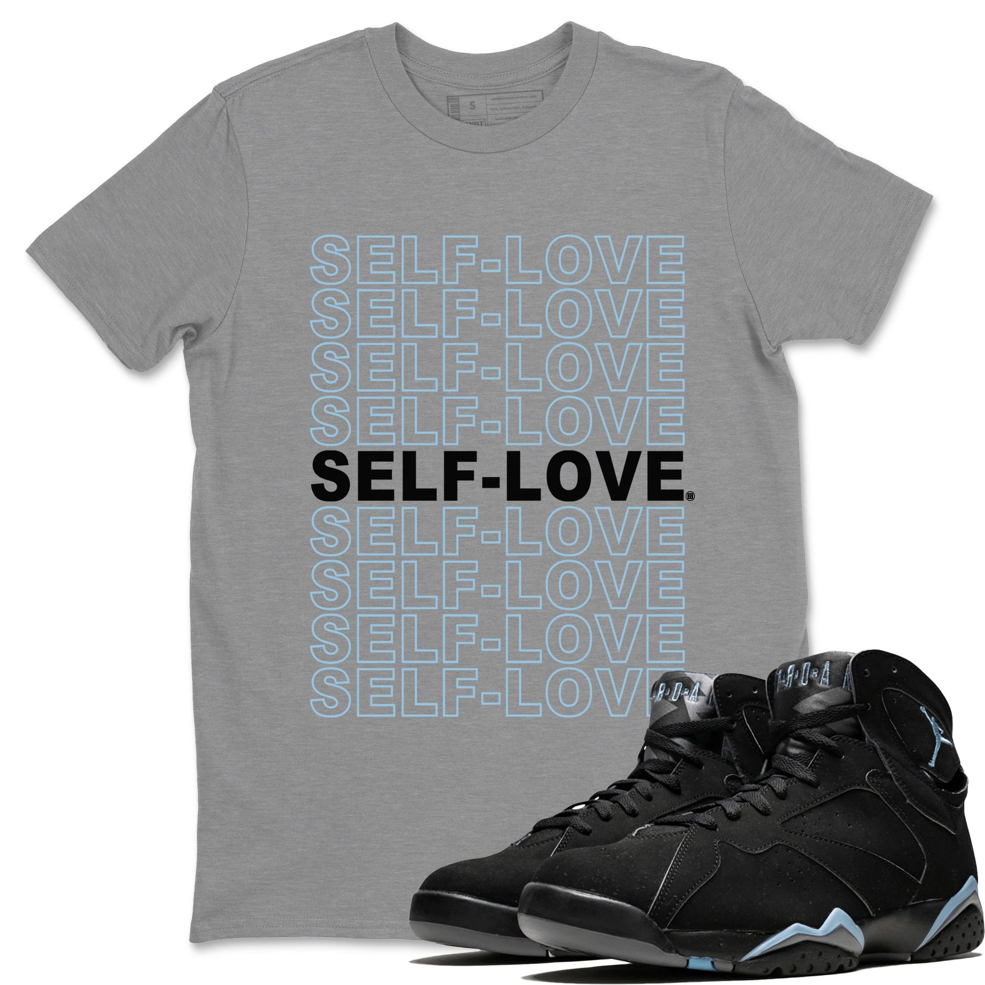 Air Jordan 7 Chambray Sneaker Match Tees Self Love Sneaker Tees AJ7 Chambray SNRT Sneaker Release Tees Unisex Shirts Heather Grey 1
