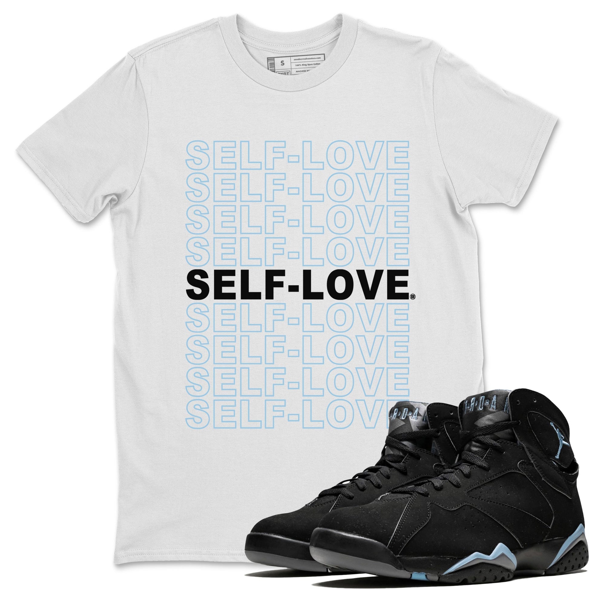 Air Jordan 7 Chambray Sneaker Match Tees Self Love Sneaker Tees AJ7 Chambray SNRT Sneaker Release Tees Unisex Shirts White 1