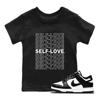 Dunk Panda Sneaker Match Tees Self Love Sneaker Tees Dunk Low Panda Dunks Black White SNRT Sneaker Release Tees Kids and Baby Youth Shirts Black 1