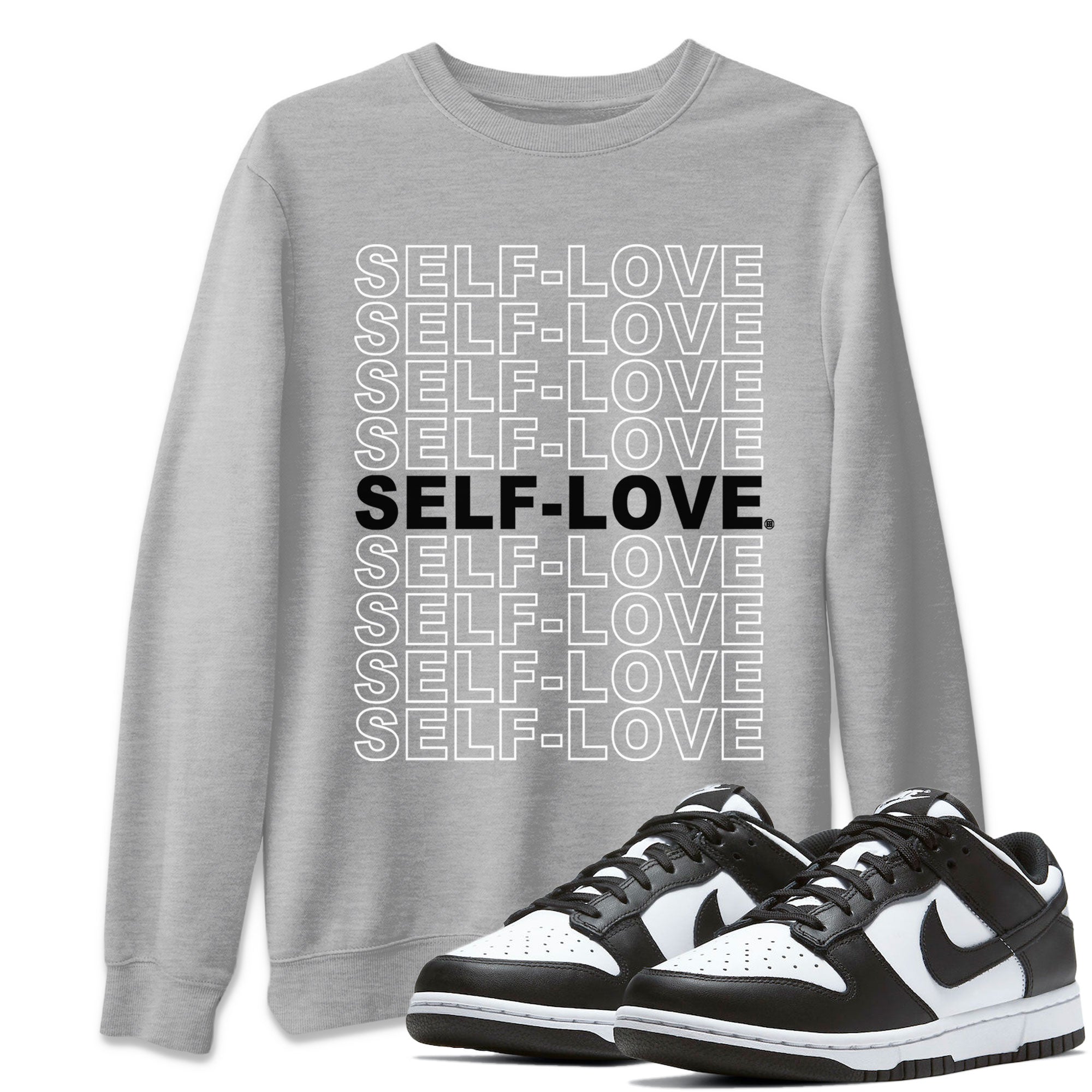 Dunk Panda Sneaker Match Tees Self Love Sneaker Tees Dunk Low Panda Dunks Black White SNRT Sneaker Release Tees Unisex Shirts Heather Grey 1