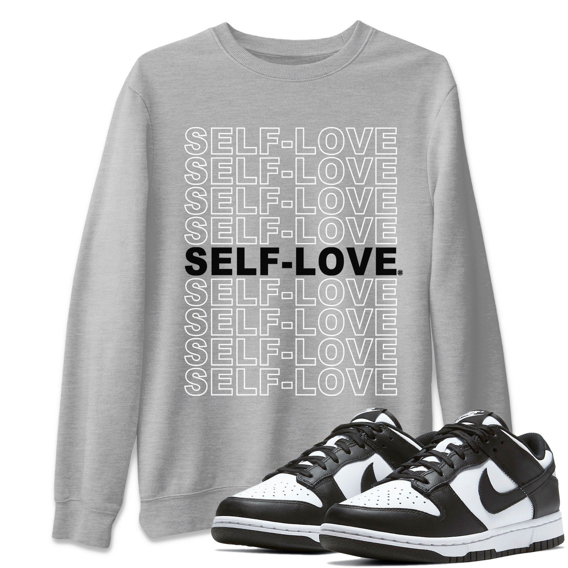 Dunk Panda Sneaker Match Tees Self Love Sneaker Tees Dunk Low Panda Dunks Black White SNRT Sneaker Release Tees Unisex Shirts Heather Grey 1