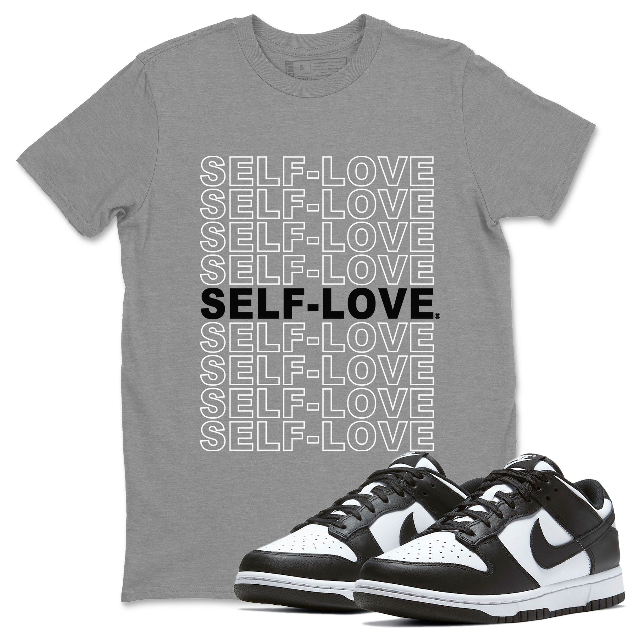 Dunk Panda Sneaker Match Tees Self Love Sneaker Tees Dunk Low Panda Dunks Black White SNRT Sneaker Release Tees Unisex Shirts Heather Grey 1