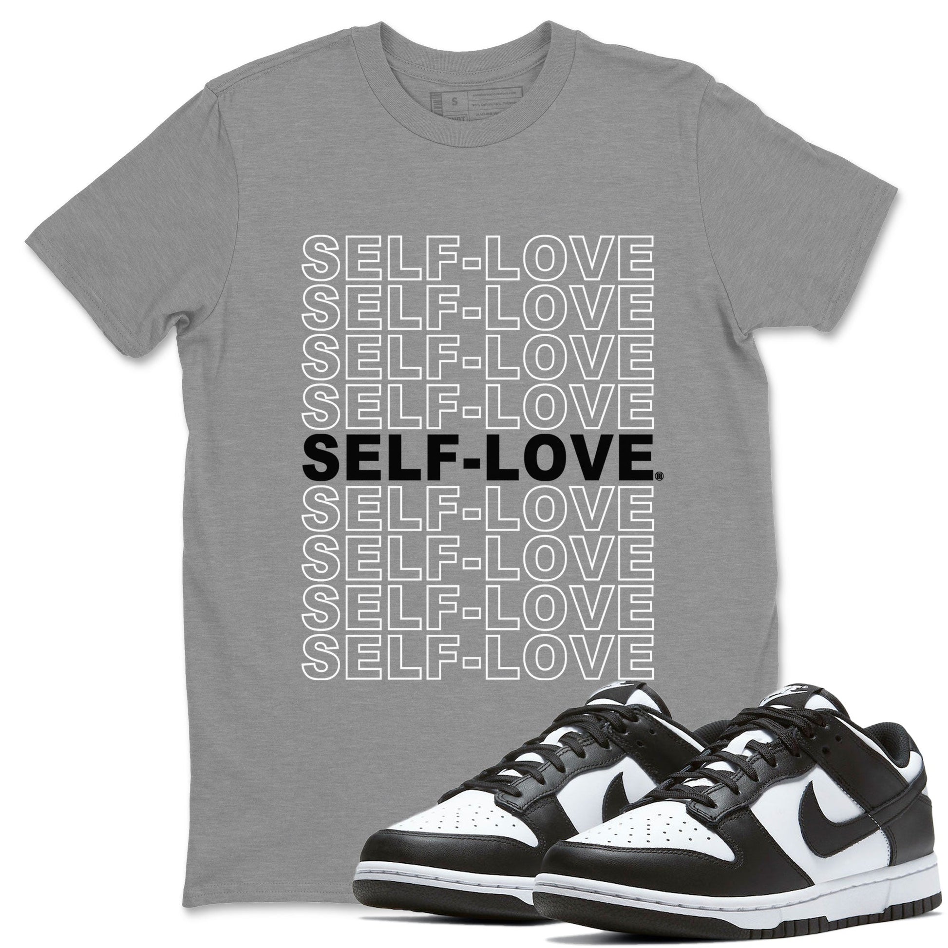 Dunk Panda Sneaker Match Tees Self Love Sneaker Tees Dunk Low Panda Dunks Black White SNRT Sneaker Release Tees Unisex Shirts Heather Grey 1