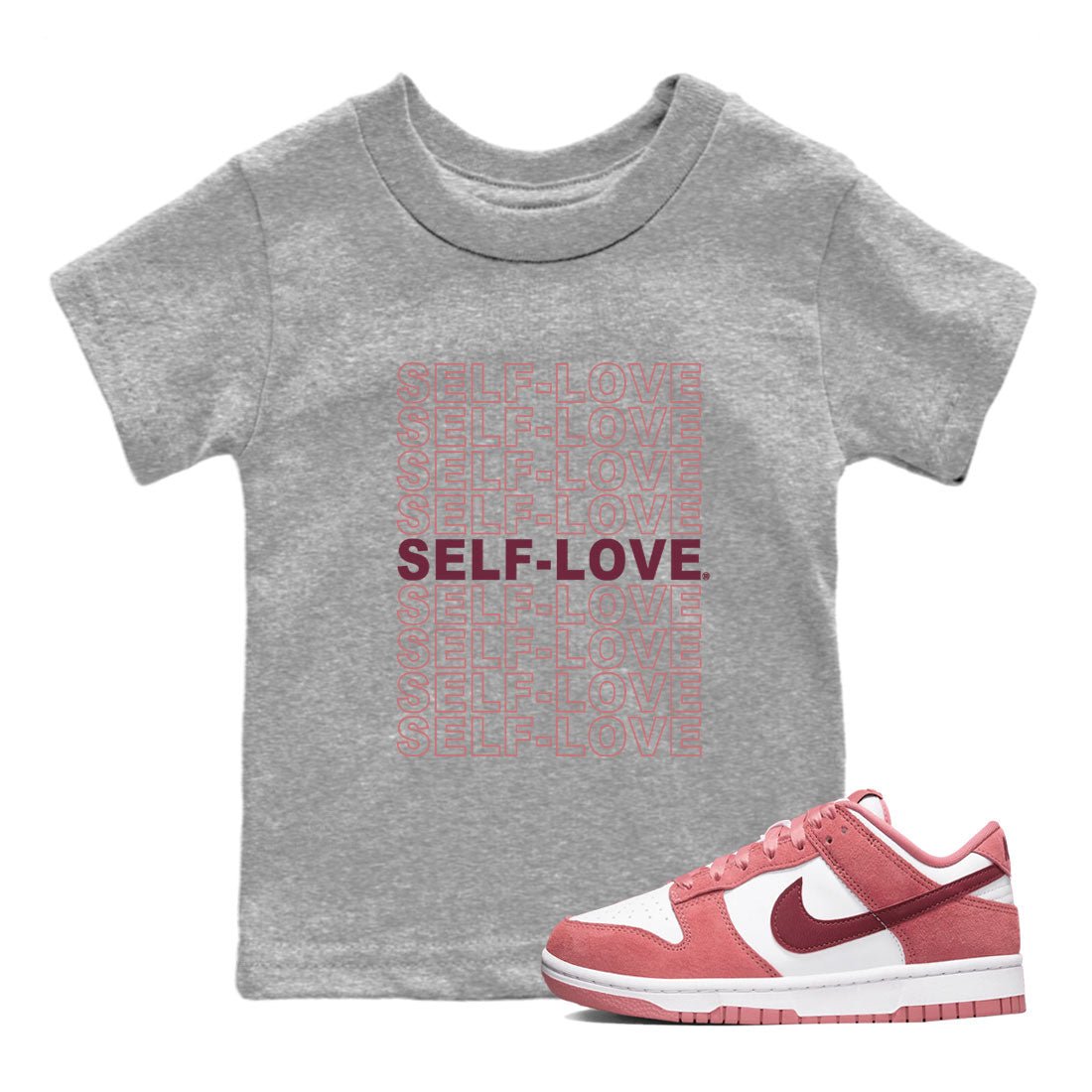Dunk Low Valentine's Day 2024 sneaker shirt to match jordans Self Love sneaker tees Dunk Valentines Day 2024 SNRT Sneaker Release Tees Baby Toddler Heather Grey 1 T-Shirt