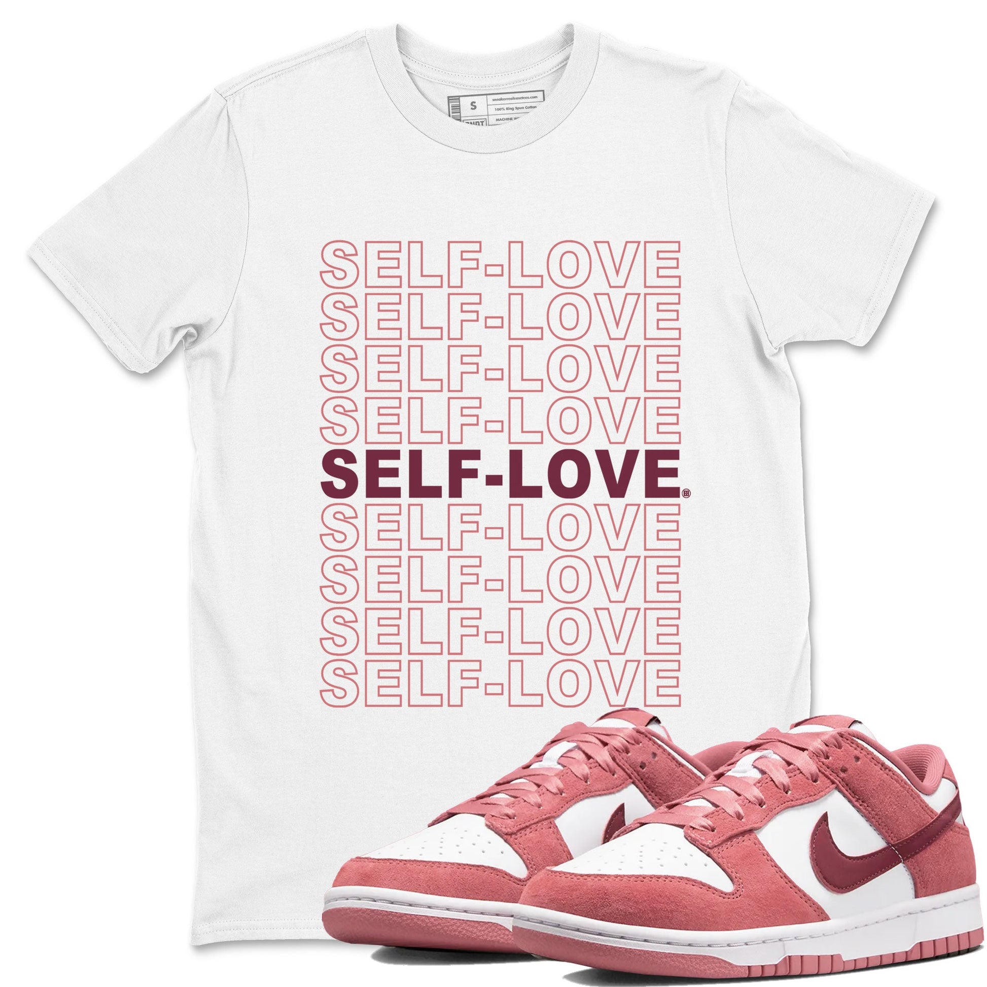 Dunk Low Valentine's Day 2024 sneaker shirt to match jordans Self Love sneaker tees Dunk Valentines Day 2024 SNRT Sneaker Tees Crew Neck Unisex Cotton Sneaker T-Shirt White 1 T-Shirt