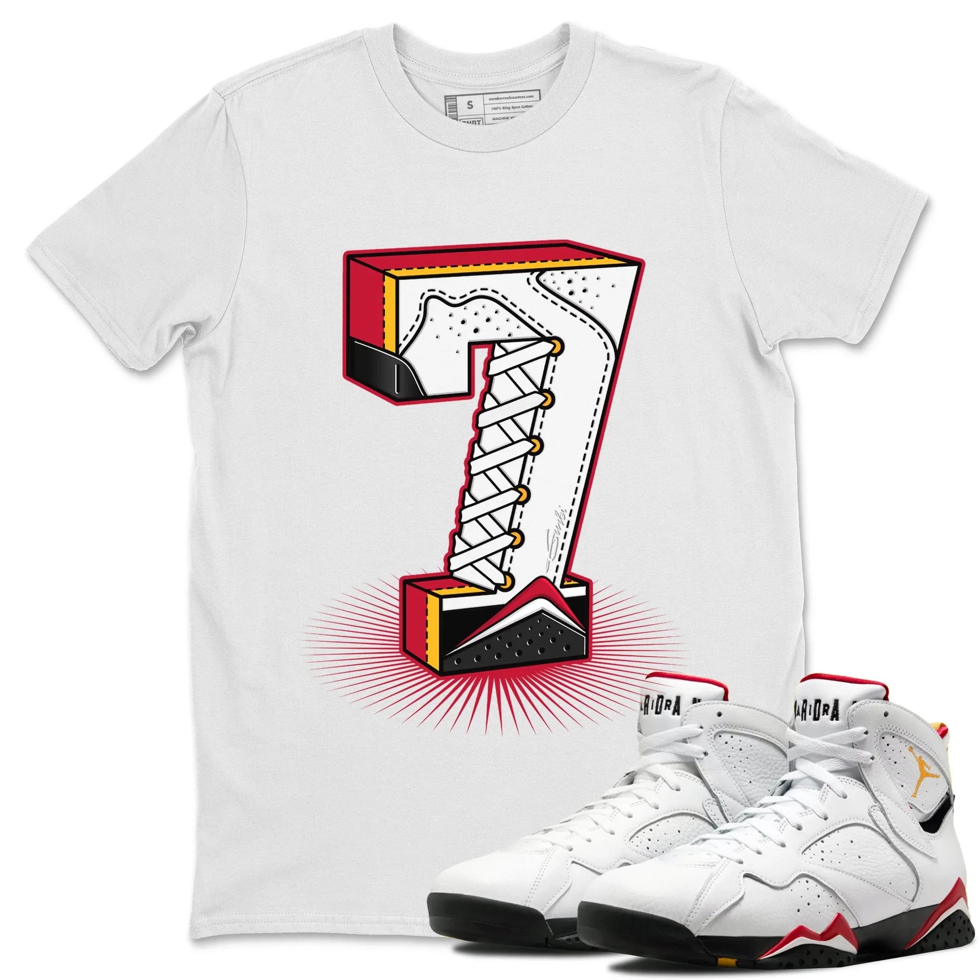 Jordan 7 Cardinal Sneaker Match Tees Seven Statue Sneaker Tees Jordan 7 Cardinal Sneaker Release Tees Unisex Shirts