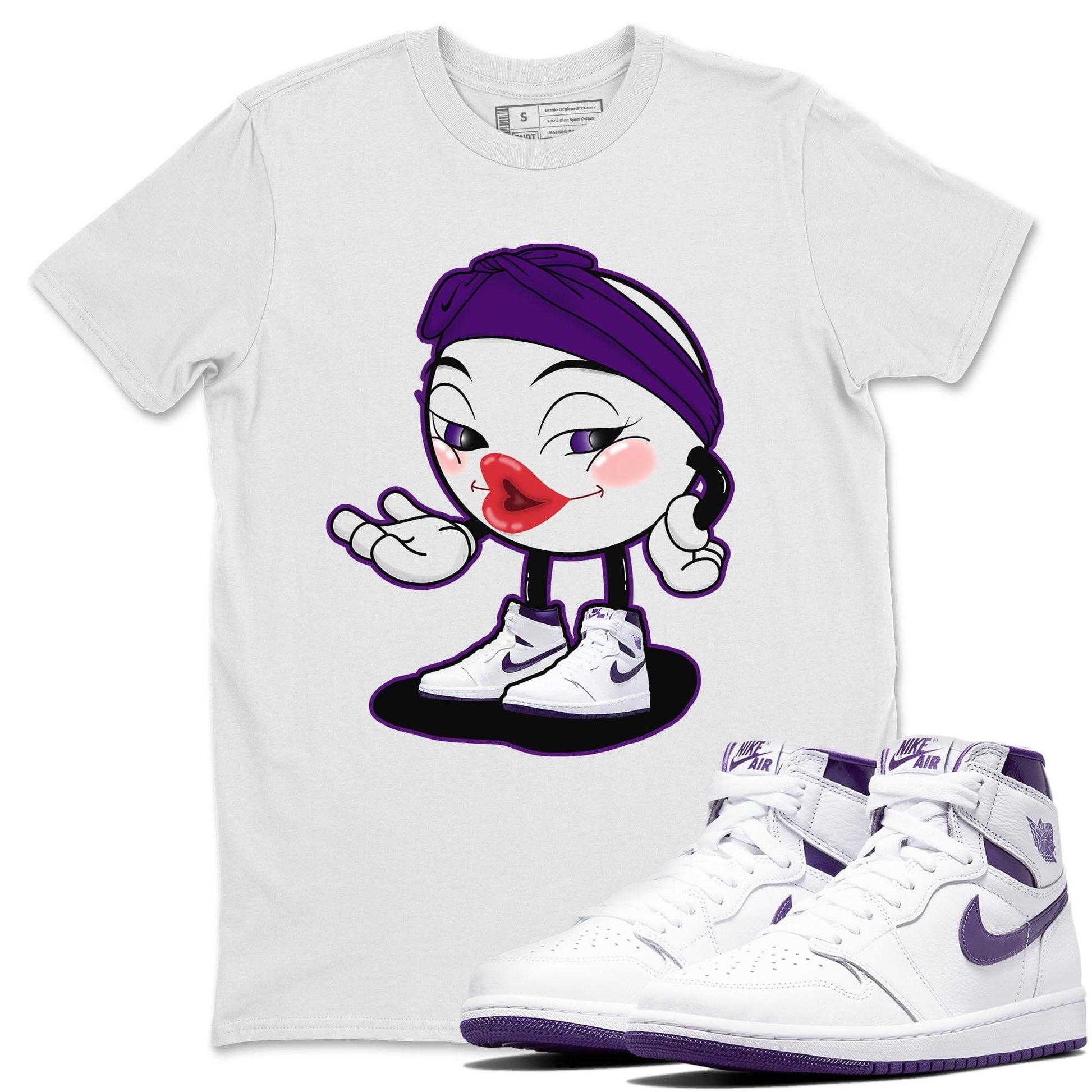 Jordan 1 WMNS Court Purple Sneaker Match Tees Sexy Emoji Sneaker Tees Jordan 1 WMNS Court Purple Sneaker Release Tees Unisex Shirts