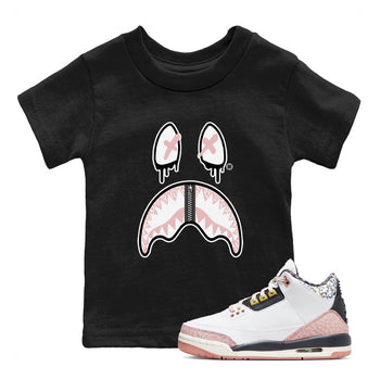 Air Jordan 3 GS Vintage Floral shirt to match jordans Shark Face sneaker tees 3s Vintage Floral SNRT sneaker release tees baby toddler Black 1 cotton Shirt
