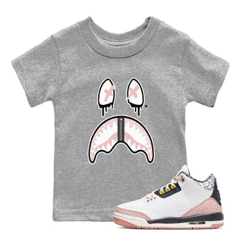 Air Jordan 3 GS Vintage Floral shirt to match jordans Shark Face sneaker tees 3s Vintage Floral SNRT sneaker release tees baby toddler Heather Grey 1 cotton Shirt