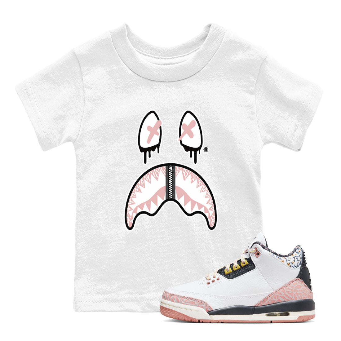 Air Jordan 3 GS Vintage Floral shirt to match jordans Shark Face sneaker tees 3s Vintage Floral SNRT sneaker release tees baby toddler White 1 cotton Shirt