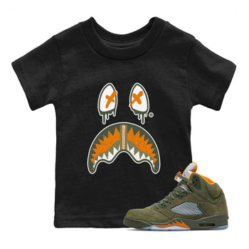 Air Jordan 5 Retro Olive shirt to match jordans Shark Face sneaker tees Air Jordan 5 Olive SNRT Sneaker Tees Sneaker Matching Cotton Shirt baby toddler Black 1 cotton Shirt
