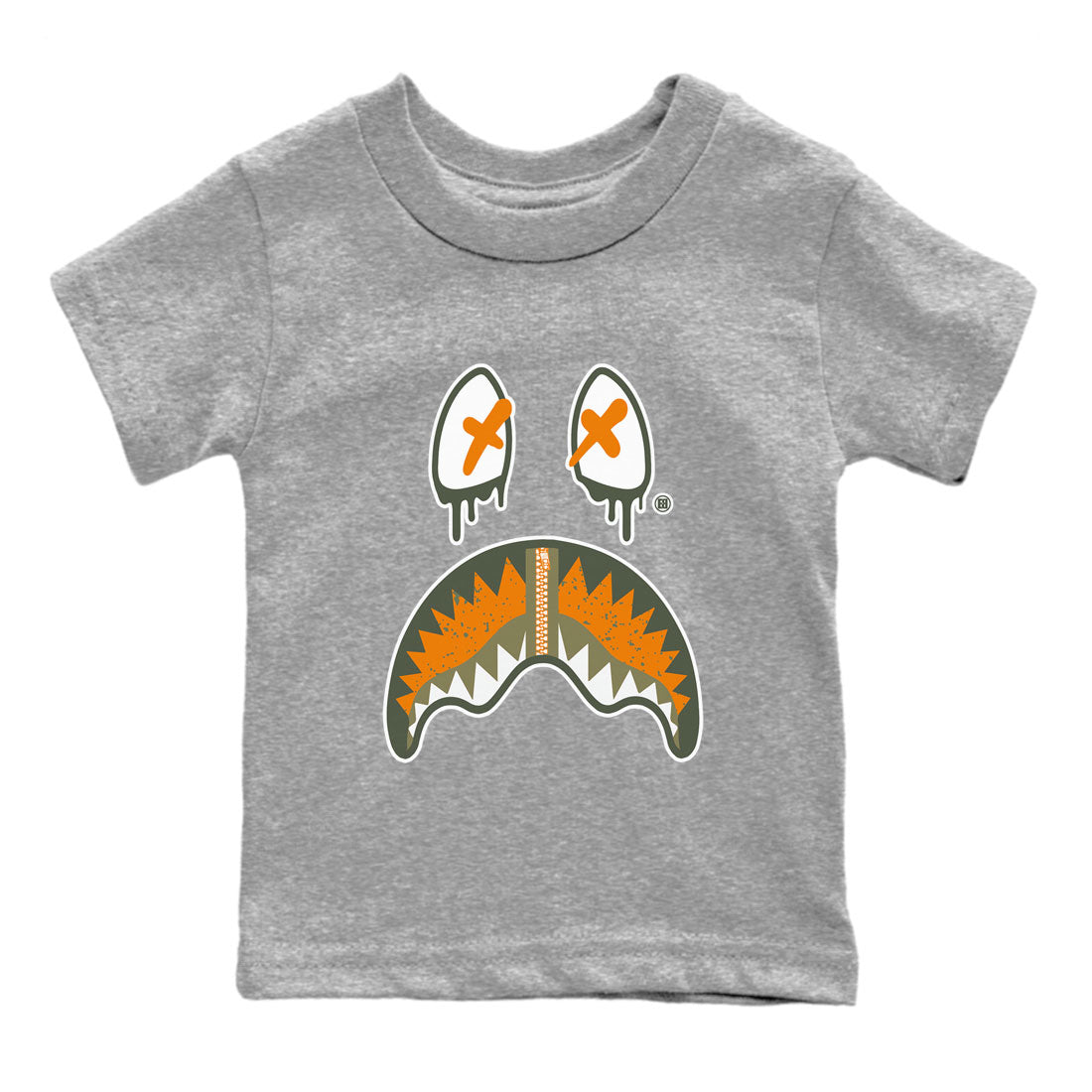 Air Jordan 5 Retro Olive shirt to match jordans Shark Face sneaker tees Air Jordan 5 Olive SNRT Sneaker Tees Sneaker Matching Cotton Shirt baby toddler Heather Grey 2 cotton Shirt