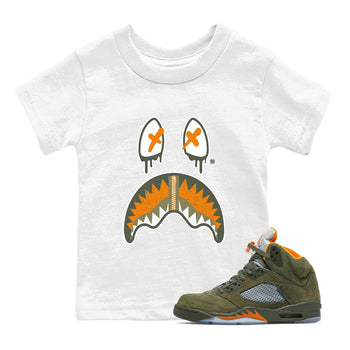 Air Jordan 5 Retro Olive shirt to match jordans Shark Face sneaker tees Air Jordan 5 Olive SNRT Sneaker Tees Sneaker Matching Cotton Shirt baby toddler White 1 cotton Shirt