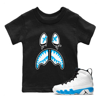 AJ9 Powder Blue shirt to match jordans Shark Face sneaker tees Air Jordan 9 Powder Blue SNRT sneaker release tees baby toddler Black 1 cotton Shirt