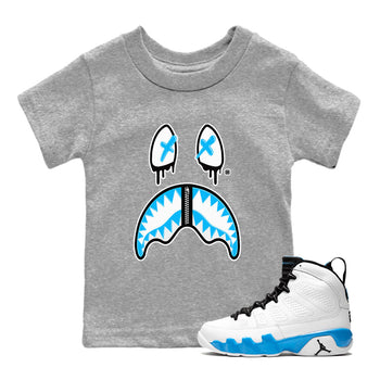 AJ9 Powder Blue shirt to match jordans Shark Face sneaker tees Air Jordan 9 Powder Blue SNRT sneaker release tees baby toddler Heather Grey 1 cotton Shirt