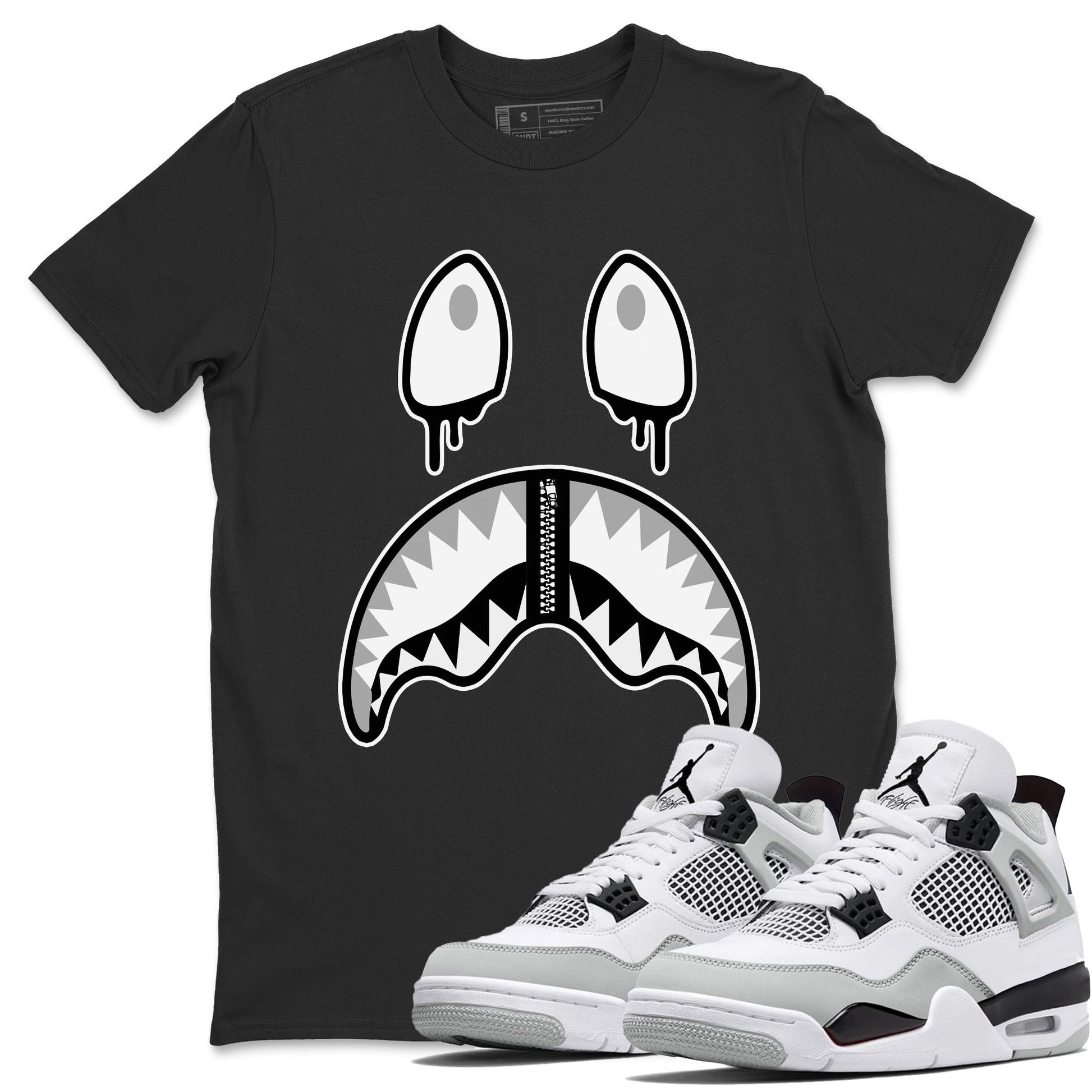 Jordan 4 Military Black Sneaker Match Tees Shark Face Sneaker Tees Jordan 4 Military Black Sneaker Release Tees Unisex Shirts