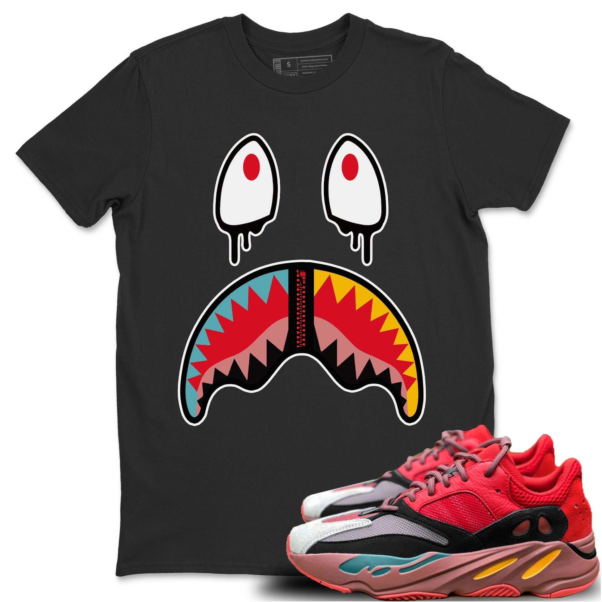 Yeezy 700 Hi-Res Red Sneaker Match Tees Shark Face Sneaker Tees Yeezy 700 Hi-Res Red Sneaker Release Tees Unisex Shirts