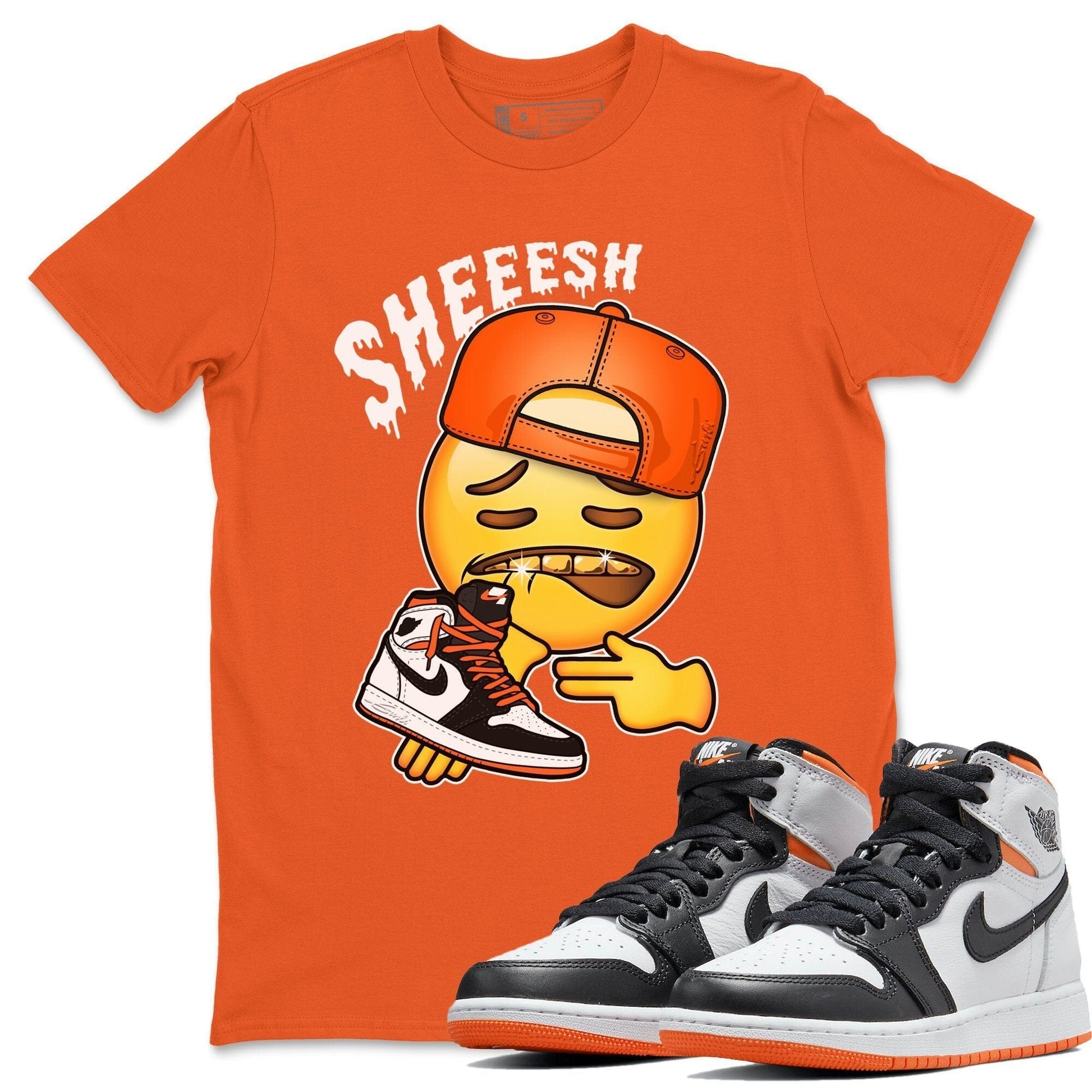 Jordan 1 Electro Orange Sneaker Match Tees Sheesh Sneaker Tees Jordan 1 Electro Orange Sneaker Release Tees Unisex Shirts
