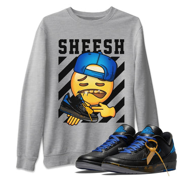Jordan 2 OFF-WHITE Black Blue Sneaker Match Tees Sheesh Sneaker Tees Jordan 2 OFF-WHITE Black Blue Sneaker Release Tees Unisex Shirts