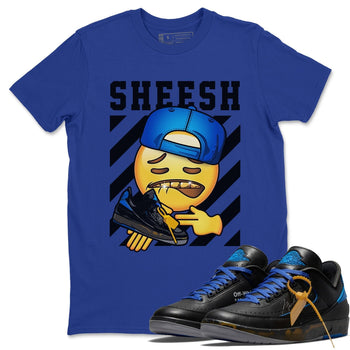 Jordan 2 OFF-WHITE Black Blue Sneaker Match Tees Sheesh Sneaker Tees Jordan 2 OFF-WHITE Black Blue Sneaker Release Tees Unisex Shirts