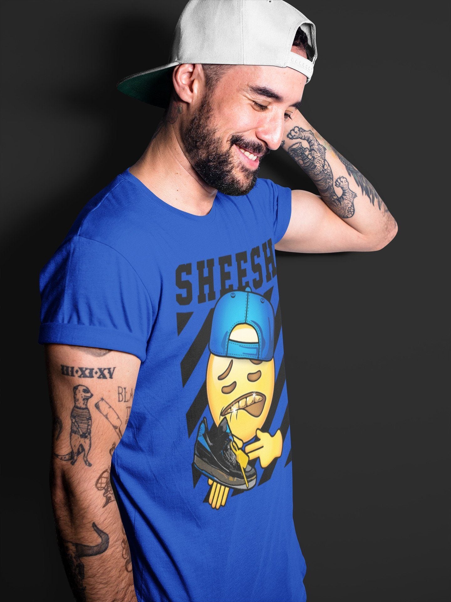 Jordan 2 OFF-WHITE Black Blue Sneaker Match Tees Sheesh Sneaker Tees Jordan 2 OFF-WHITE Black Blue Sneaker Release Tees Unisex Shirts