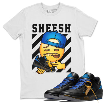 Jordan 2 OFF-WHITE Black Blue Sneaker Match Tees Sheesh Sneaker Tees Jordan 2 OFF-WHITE Black Blue Sneaker Release Tees Unisex Shirts