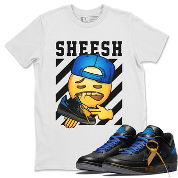 Jordan 2 OFF-WHITE Black Blue Sneaker Match Tees Sheesh Sneaker Tees Jordan 2 OFF-WHITE Black Blue Sneaker Release Tees Unisex Shirts