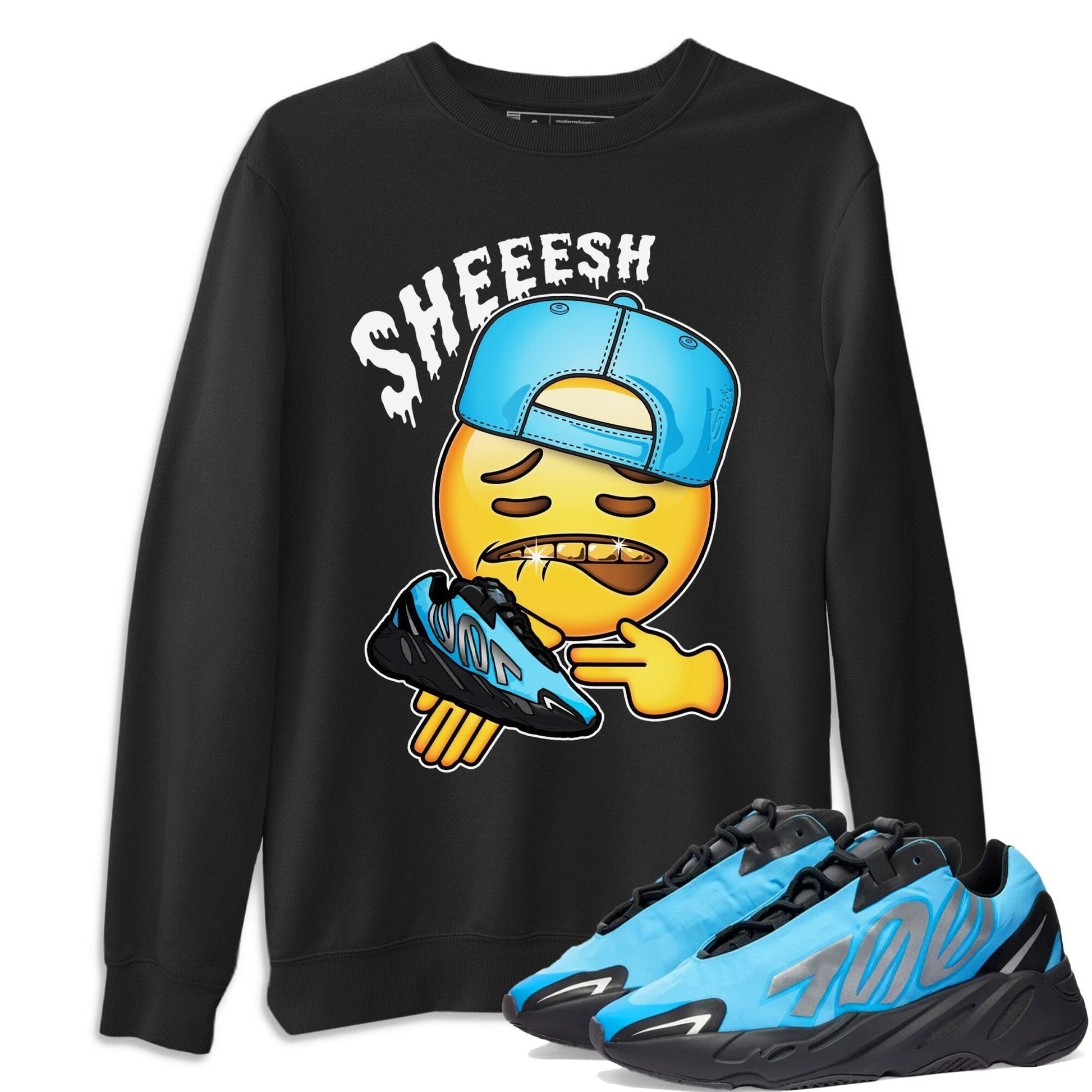 Yeezy 700 Bright Cyan Sneaker Match Tees Sheesh Sneaker Tees Yeezy 700 Bright Cyan Sneaker Release Tees Unisex Shirts