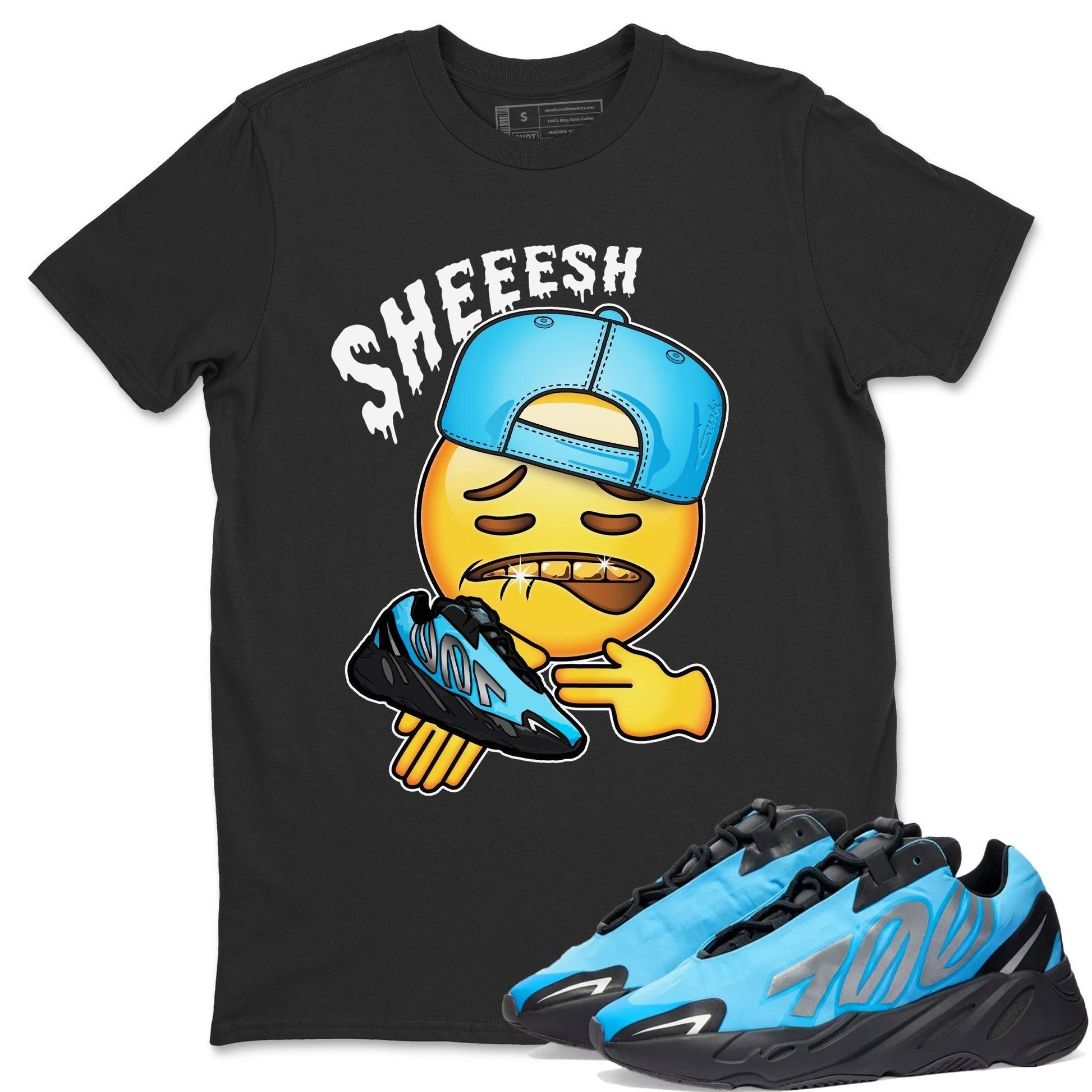 Yeezy 700 Bright Cyan Sneaker Match Tees Sheesh Sneaker Tees Yeezy 700 Bright Cyan Sneaker Release Tees Unisex Shirts