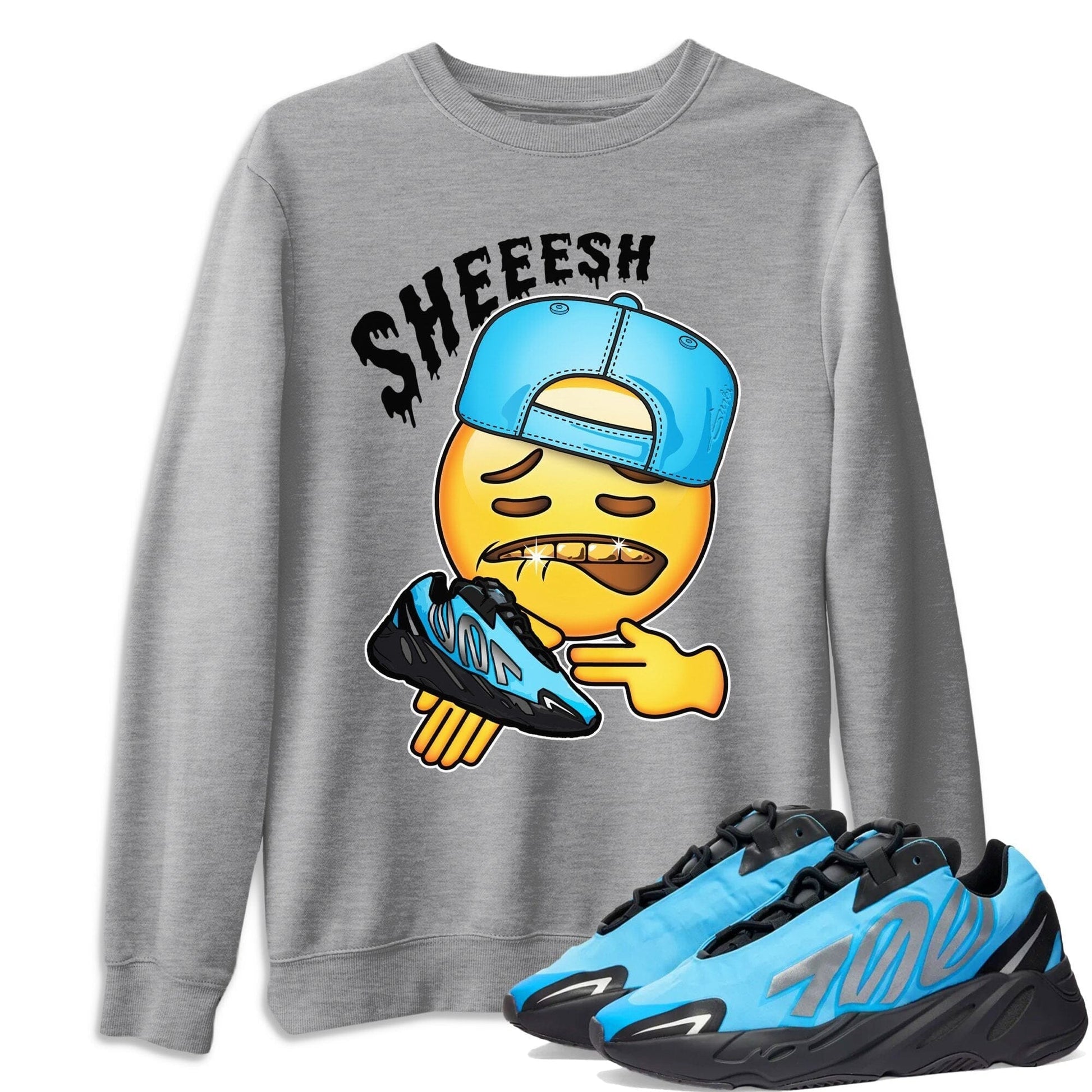 Yeezy 700 Bright Cyan Sneaker Match Tees Sheesh Sneaker Tees Yeezy 700 Bright Cyan Sneaker Release Tees Unisex Shirts