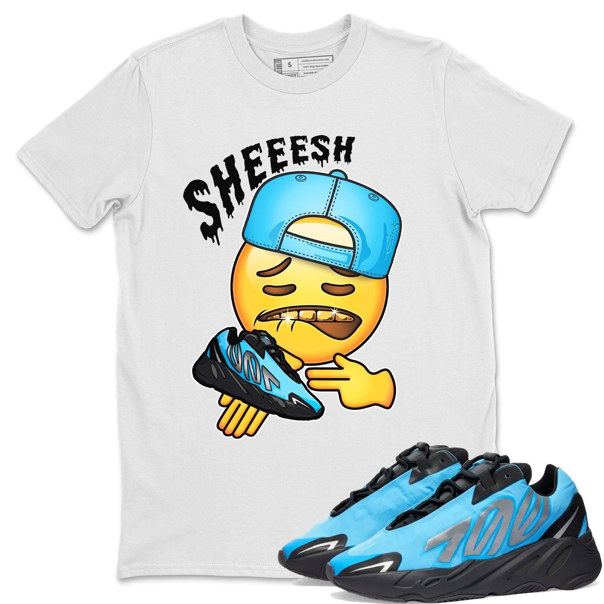 Yeezy 700 Bright Cyan Sneaker Match Tees Sheesh Sneaker Tees Yeezy 700 Bright Cyan Sneaker Release Tees Unisex Shirts