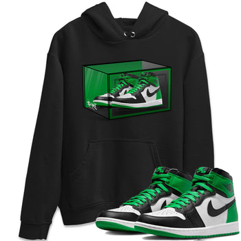 Air Jordan 1 Celtics Sneaker Match Tees Shoe Box Sneaker Tees Air Jordan 1 Lucky Green Celtics Tees Unisex Shirts Black 1