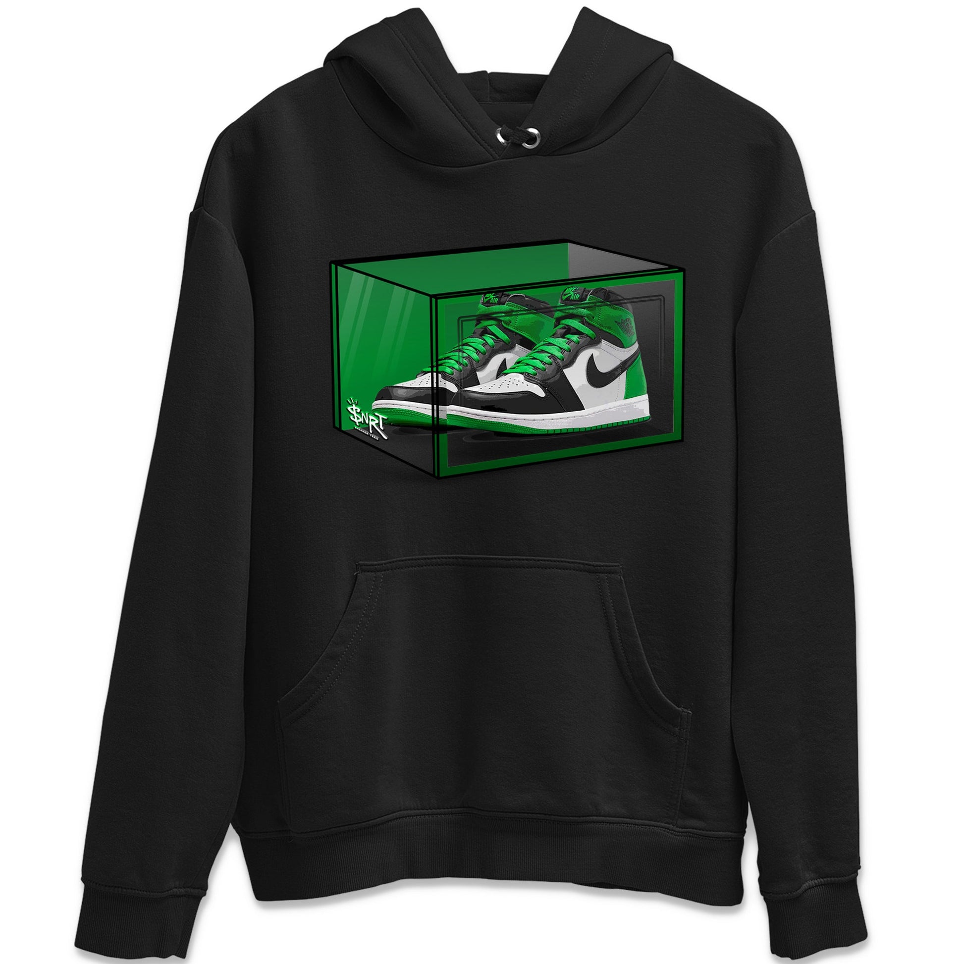 Air Jordan 1 Celtics Sneaker Match Tees Shoe Box Sneaker Tees Air Jordan 1 Lucky Green Celtics Tees Unisex Shirts Black 2