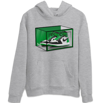Air Jordan 1 Celtics Sneaker Match Tees Shoe Box Sneaker Tees Air Jordan 1 Lucky Green Celtics Tees Unisex Shirts Heather Grey 2