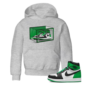 Air Jordan 1 Celtics Sneaker Match Tees Shoe Box Sneaker Tees Air Jordan 1 Lucky Green Celtics Tees Kids Shirts Heather Grey 1