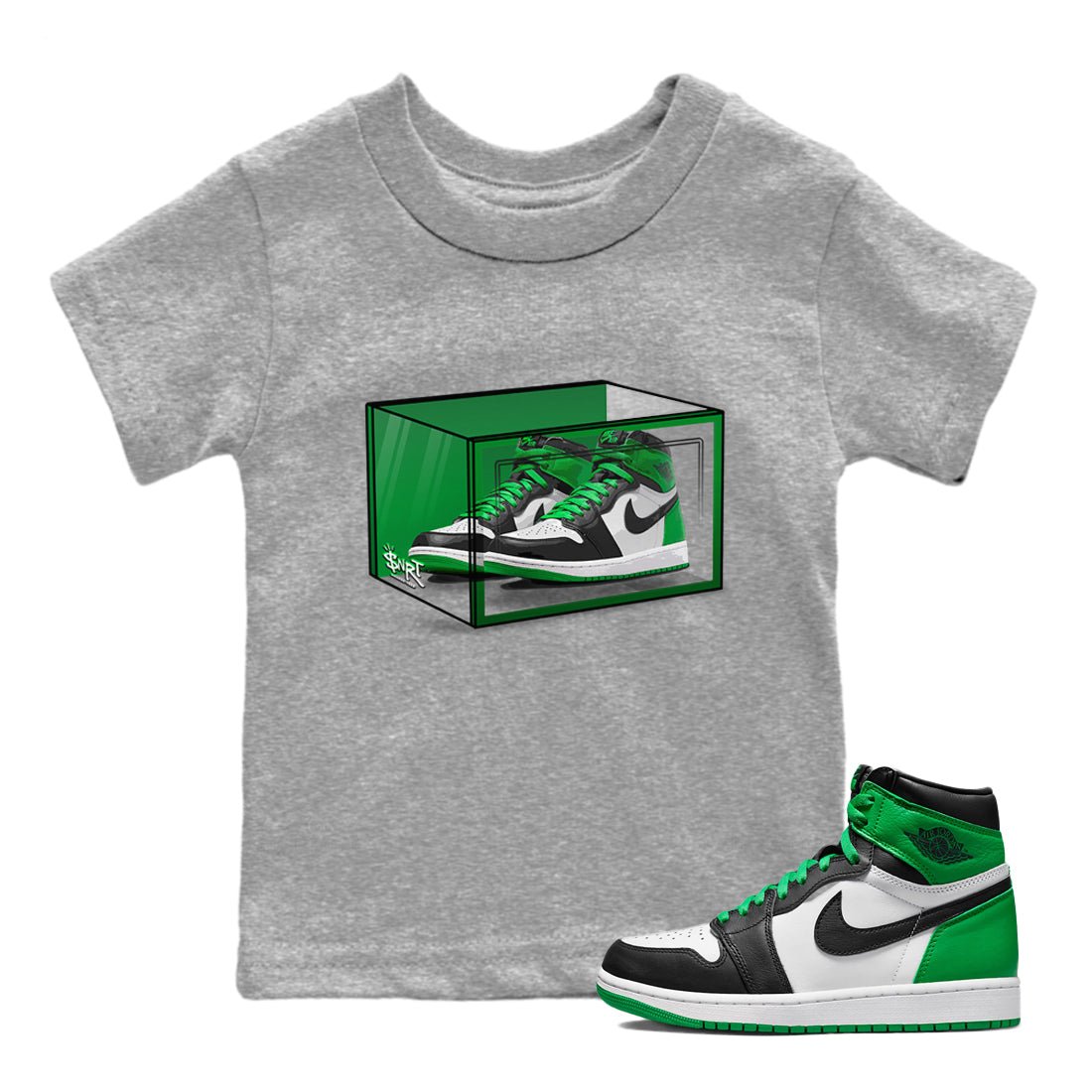 Air Jordan 1 Celtics Shoe Box Baby and Kids Sneaker Tees Air Jordan 1 Celtics Kids Sneaker Tees Size Chart