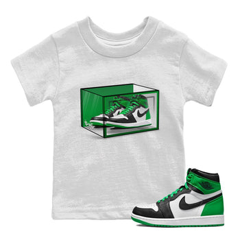 Air Jordan 1 Celtics Sneaker Match Tees Shoe Box Sneaker Tees Air Jordan 1 Lucky Green Celtics Tees Kids Shirts White 1